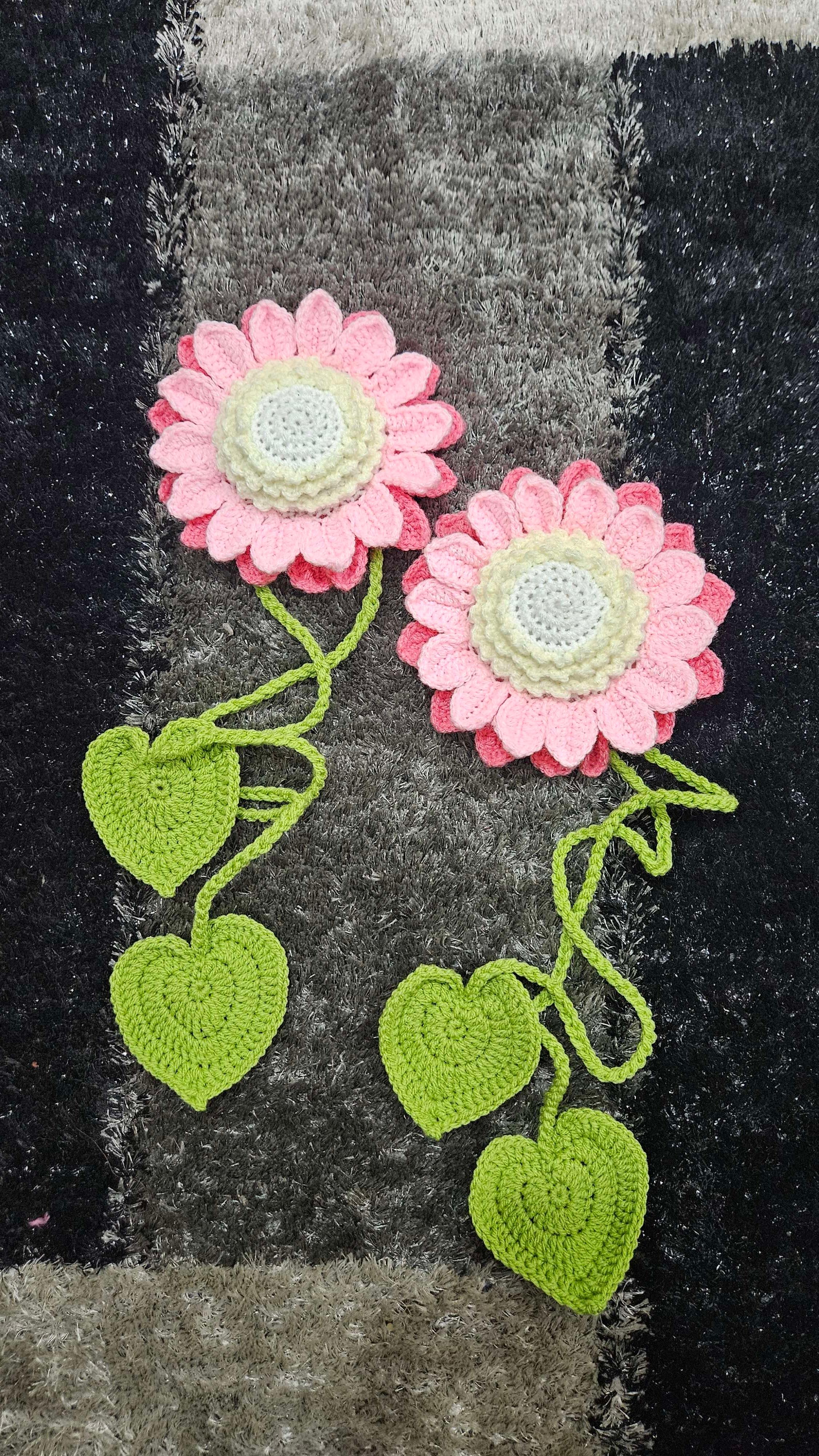 Pink 3D  Sunflower curtain ties - Image 1