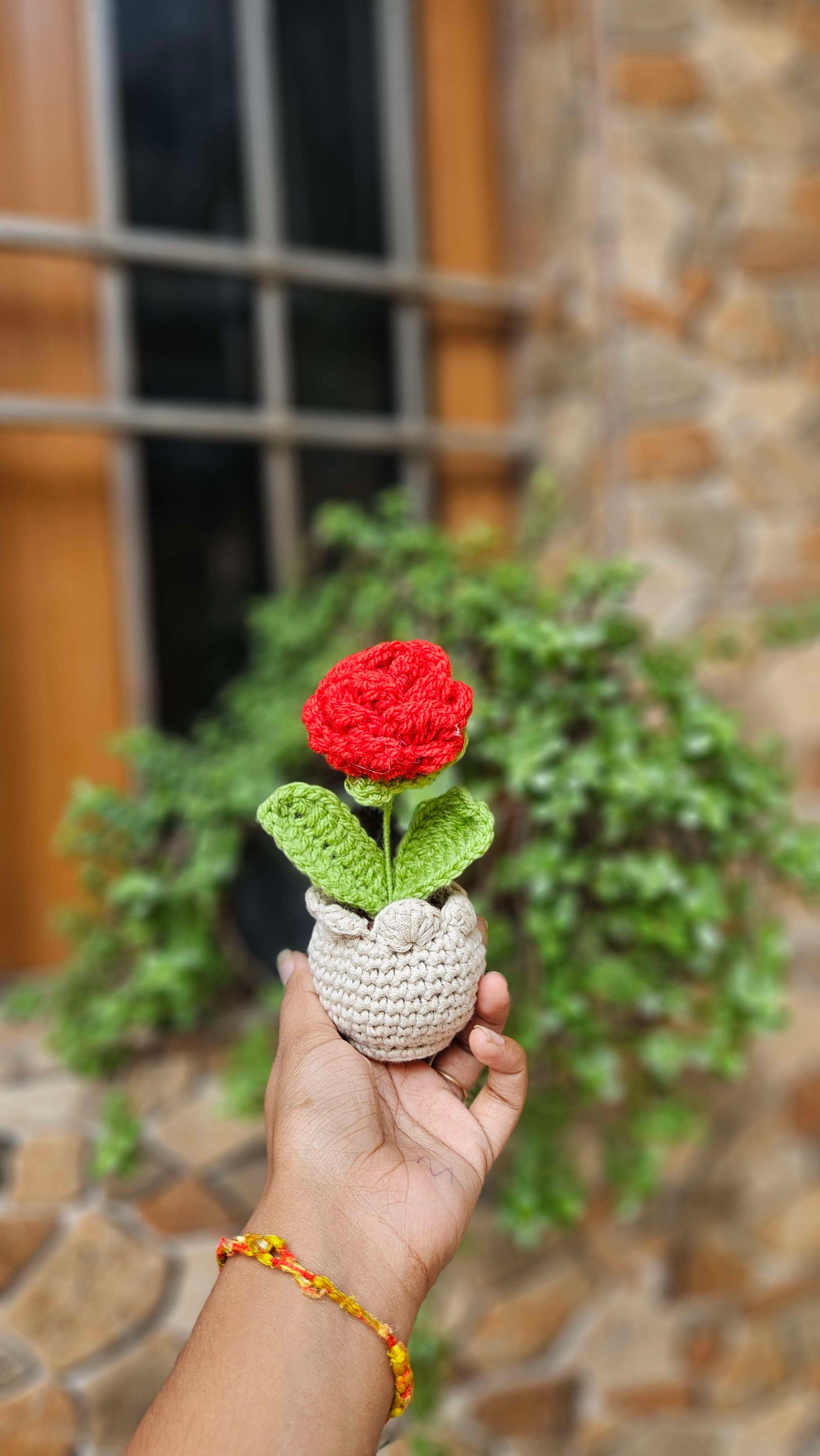 Mini red rose pot - Image 1